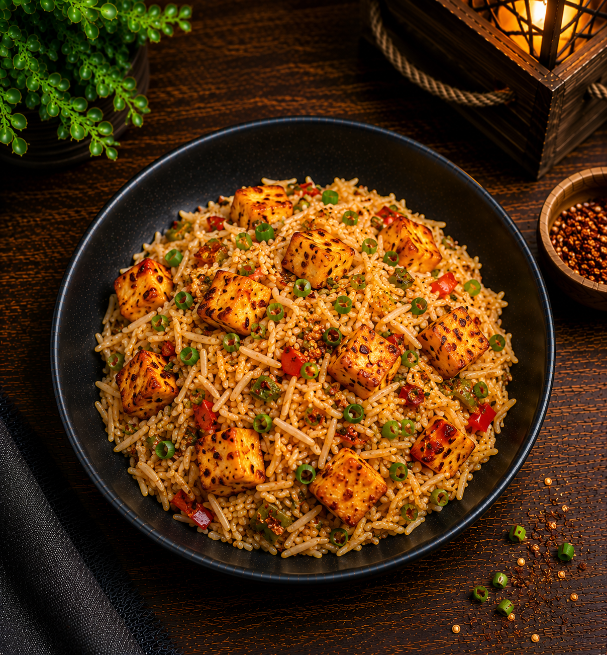 Spicy Paneer Rice Bowl